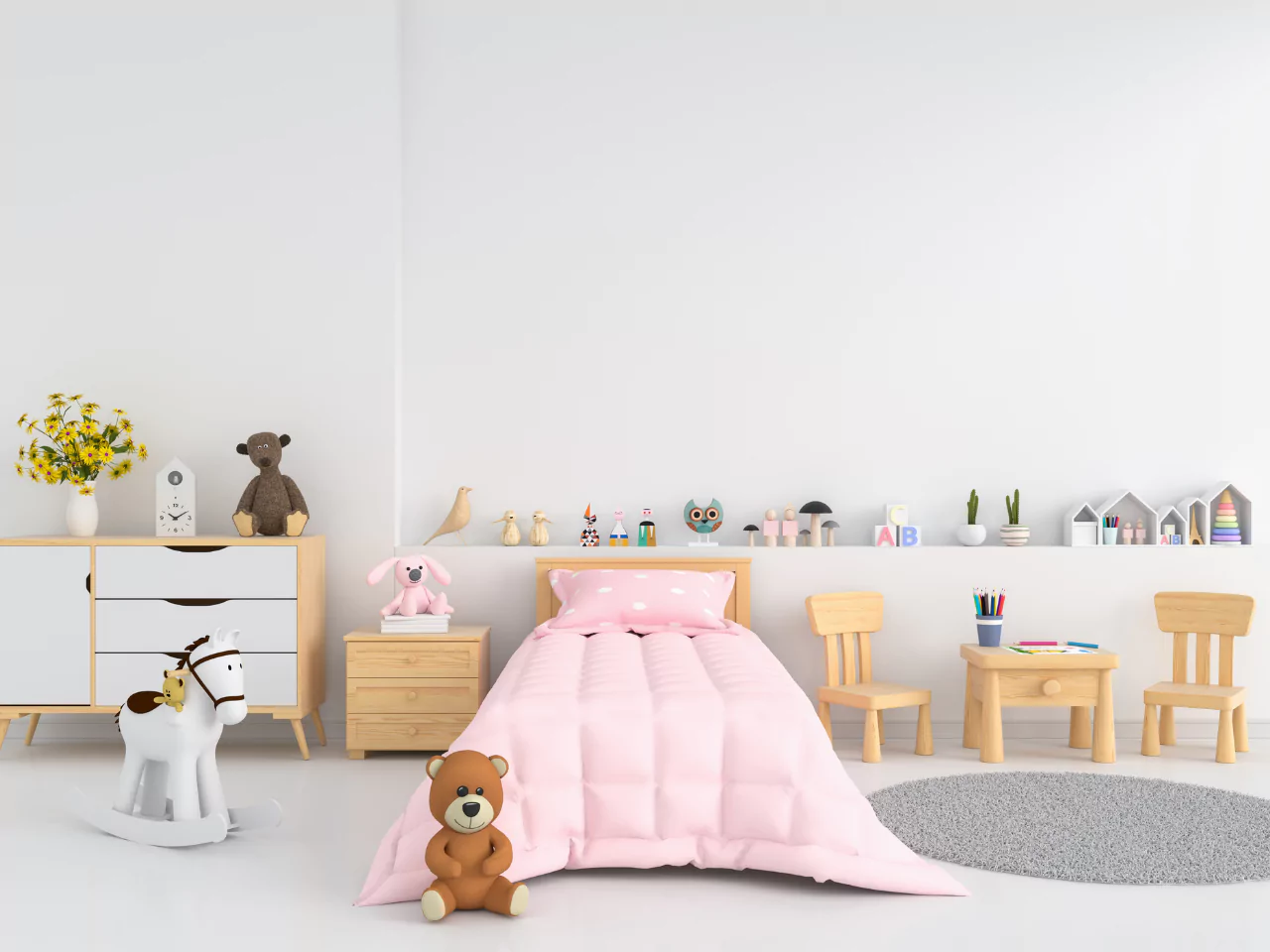 Desain kamar anak perempuan yang lucu dan estetis.